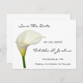 White Calla Lily bewaart de datumkaarten Save The Date (Voorkant / Achterkant)