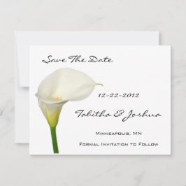 White Calla Lily bewaart de datumkaarten Save The Date