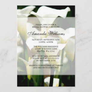 White Calla Lily Bridal Shower Invitations Kaart