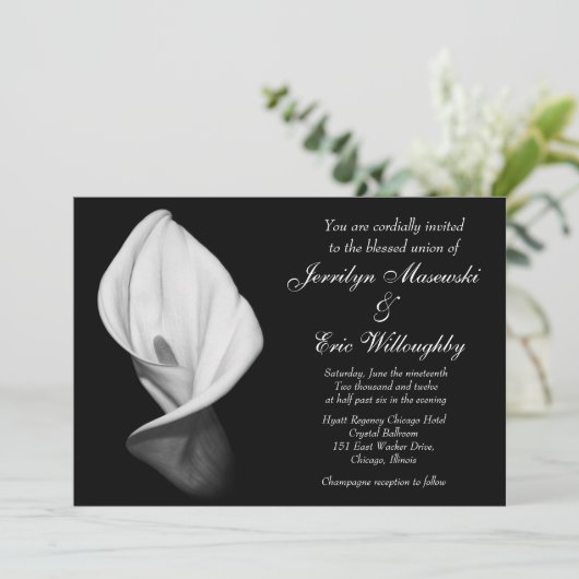 white calla lily bruiloft uitnodiging (Staand voorkant)