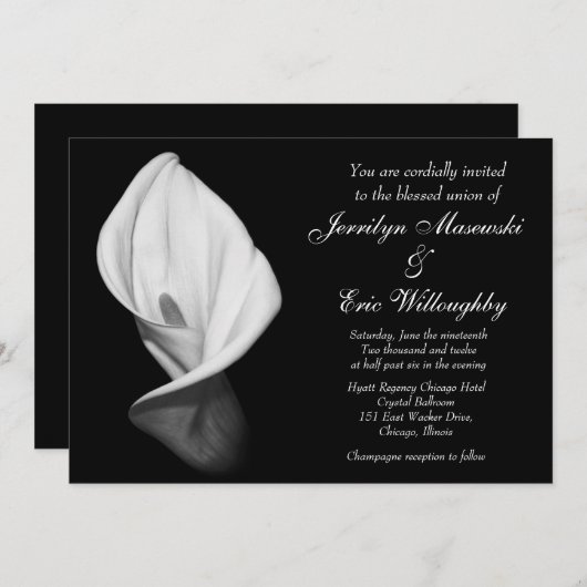 white calla lily bruiloft uitnodiging (Voorkant / Achterkant)