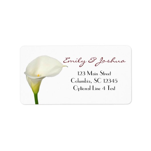 White Calla Lily Custom Adres Etiket (Voorkant)