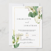 White Calla Lily Elegant Romantic Classic Wedding Kaart (Voorkant)