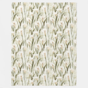 White Calla Lily Floral Fleece Deken
