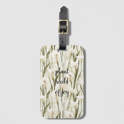 White Calla Lily Floral Joy Bagagelabel (Voorkant (verticaal))