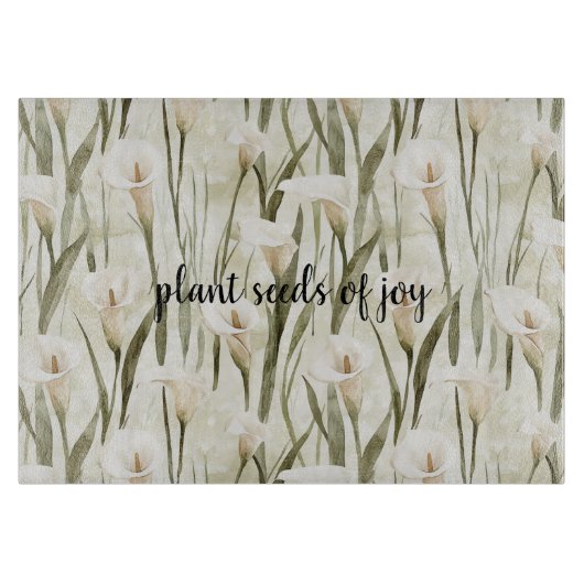 White Calla Lily Floral Joy Snijplank (Voorkant)