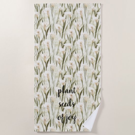 White Calla Lily Floral Joy Strandlaken (Voorkant)