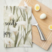 White Calla Lily Floral Joy Theedoek (Quarter Fold)