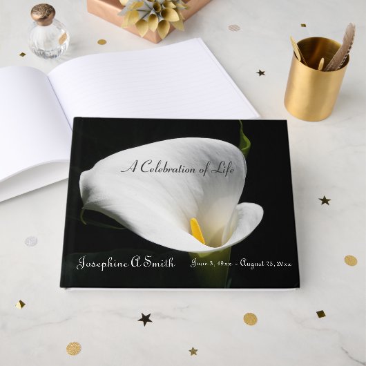 White Calla Lily Floral Memorial Service Gastenboek (Voorkant open)