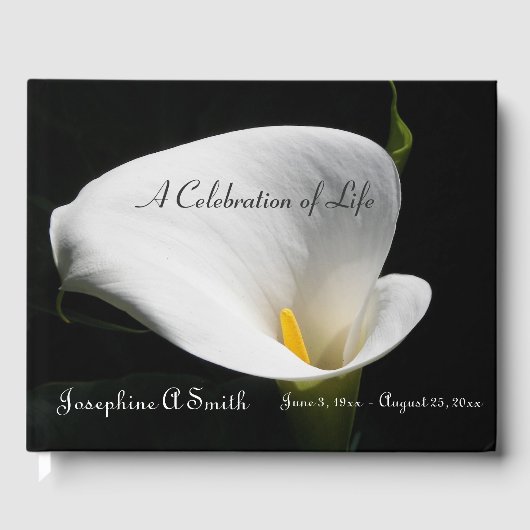 White Calla Lily Floral Memorial Service Gastenboek (Voorkant)