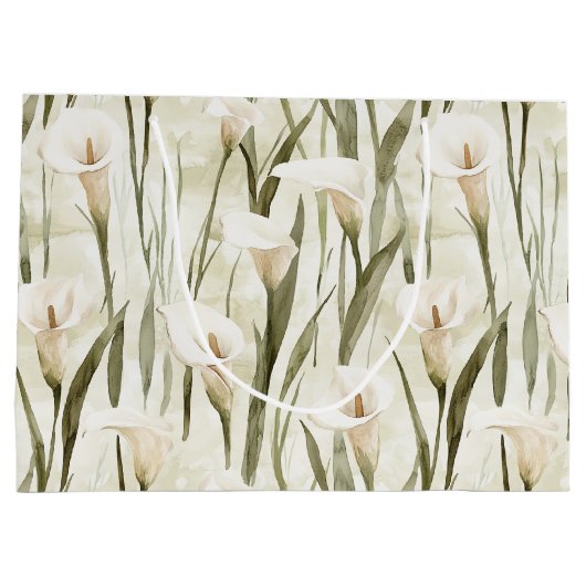 White Calla Lily Floral Vrijgezellenfeest Groot Cadeauzakje (Achterkant)