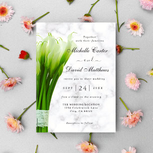 White Calla Lily Florals Wedding Invitation Save The Date