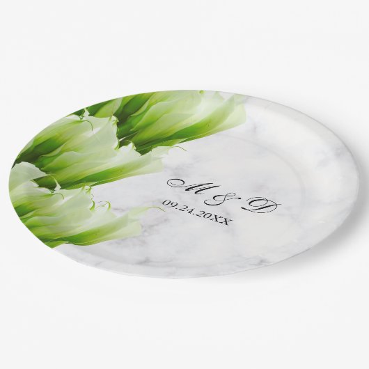 White Calla Lily Florals Wedding Paper Bord (Gekanteld)