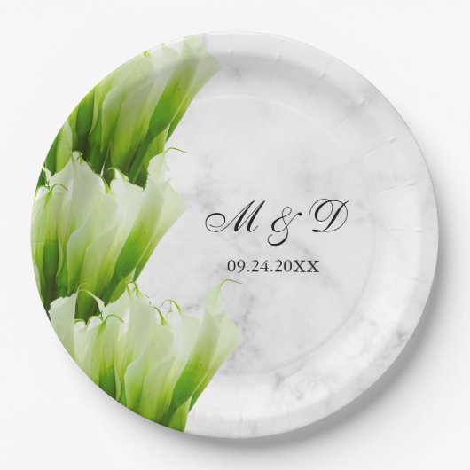 White Calla Lily Florals Wedding Paper Bord (Voorkant)