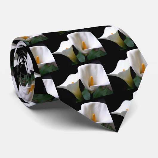White Calla Lily Flower Mannen Necktie Stropdas (Opgerold)