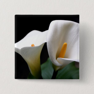 White Calla Lily Flower Square Pin Vierkante Button 5,1 Cm