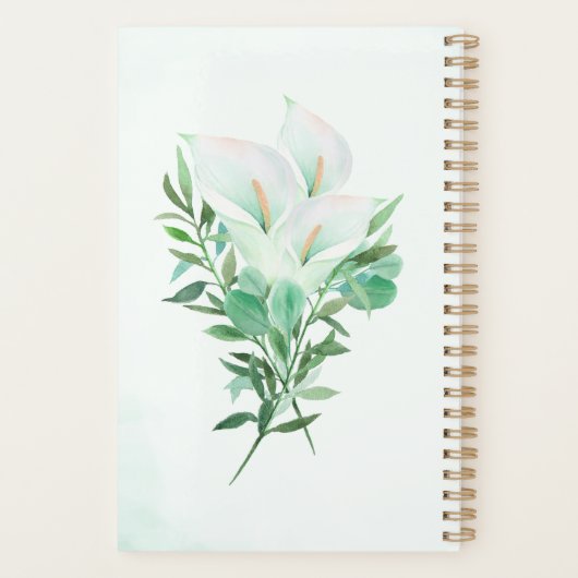 White Calla Lily gepersonaliseerd Planner (Achterkant)