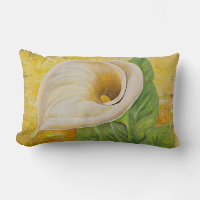 White Calla Lily Lumbar Pillow Kussen (Voorkant)