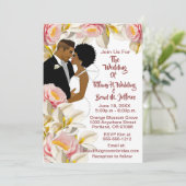 White Calla Lily & Peony Afro-Amerikaanse bruiloft Kaart (Staand voorkant)