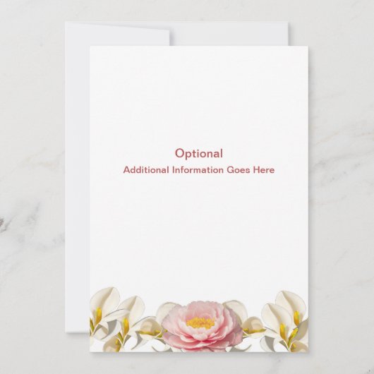 White Calla Lily & Peony Afro-Amerikaanse bruiloft Kaart (Achterkant)