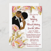 White Calla Lily & Peony Afro-Amerikaanse bruiloft Kaart (Voorkant / Achterkant)