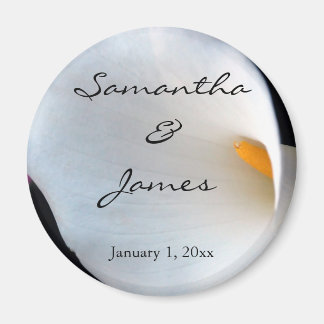 White Calla Lily Personalized Wedding Magneet