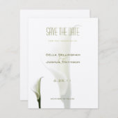 White Calla Lily Save the Date Aankondiging (Voorkant / Achterkant)