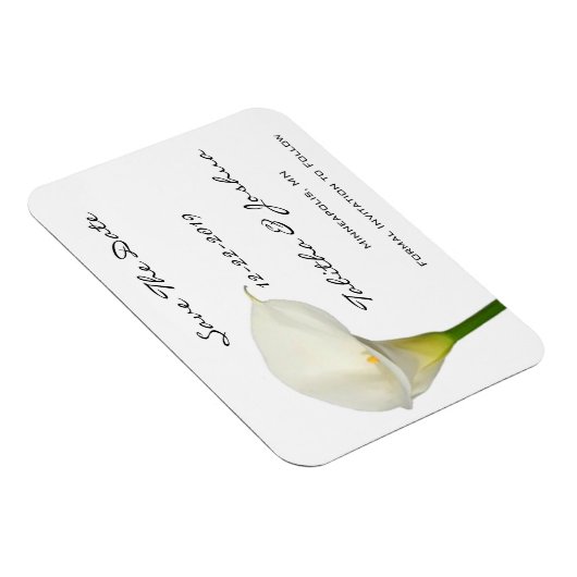 White Calla Lily Save the Date Magnet Magneet (Rechterzijde)
