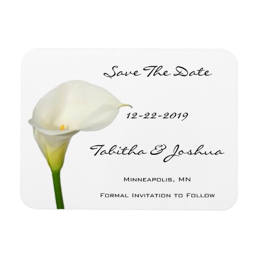 White Calla Lily Save the Date Magnet Magneet (Horizontaal)