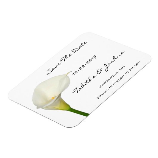 White Calla Lily Save the Date Magnet Magneet (Linkerzijde)