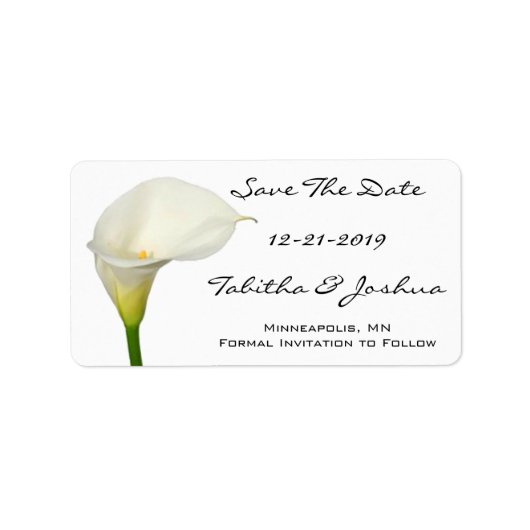 White Calla Lily | Weddenschappen waarop de datuml Etiket (Voorkant)