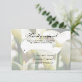 White Calla Lily Wedding Response Card RSVP Kaartje (Staand voorkant)