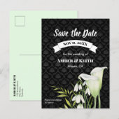 White Calla Snowdrops Weddenschap Save the Date Aankondigingskaart (Voorkant / Achterkant)
