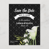 White Calla Snowdrops Weddenschap Save the Date Aankondigingskaart (Voorkant)