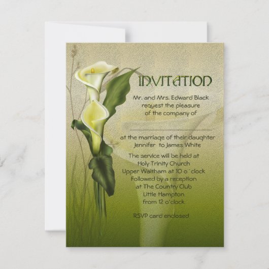 White Calla Wedding Kaart (Voorkant)