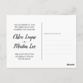 White Calligraphy Elope Marriage Announement Briefkaart (Achterkant)
