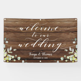 White Calligraphy Greenery Welcome to our Wedding Spandoek