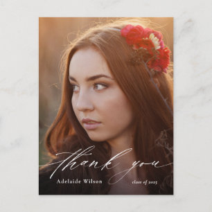 White Calligraphy Photo Afstuderen Hartelijk dank Briefkaart