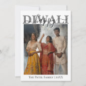 White Calligraphy Photo Happy Diwali Greeting Feestdagenkaart (Voorkant)
