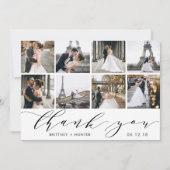 White Calligraphy Script Photo Collage Bedankkaart (Voorkant)