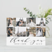 White Calligraphy Script Photo Collage Bedankkaart (Staand voorkant)