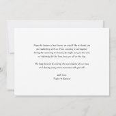 White Calligraphy Script Photo Weddenschap Bedankt (Achterkant)