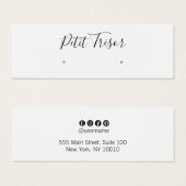 White Calligraphy Script  Stud Earring Display Mini Visitekaartjes (Voorkant /achterkant)