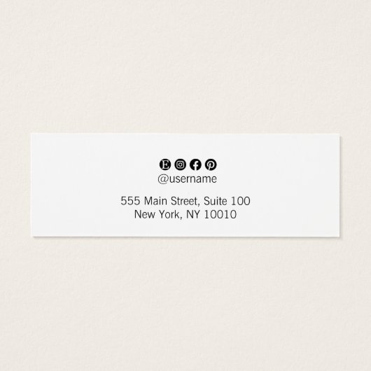 White Calligraphy Script Stud Earring Display Mini Visitekaartjes (Achterkant)