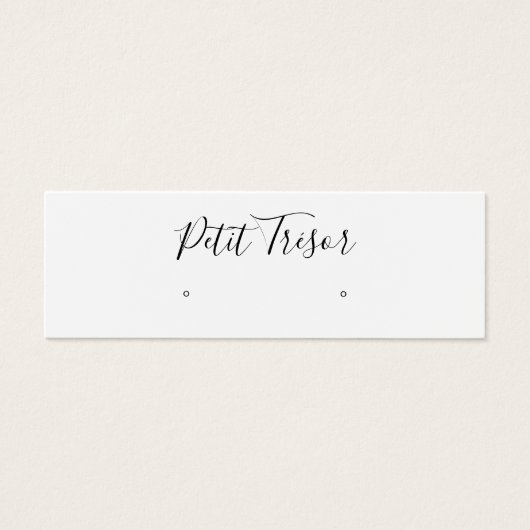 White Calligraphy Script Stud Earring Display Mini Visitekaartjes (Voorkant)