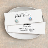 White Calligraphy Script Stud Earring Display Mini Visitekaartjes