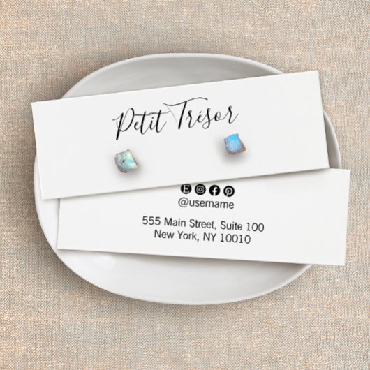 White Calligraphy Script  Stud Earring Display Mini Visitekaartjes