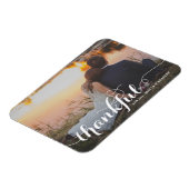 White Calligraphy Script Thankful Photo Wedding Magneet (Linkerzijde)