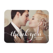 White Calligraphy Script Weddenschap Bedankt Foto Magneet (Horizontaal)