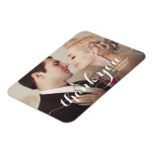 White Calligraphy Script Weddenschap Bedankt Foto Magneet (Linkerzijde)